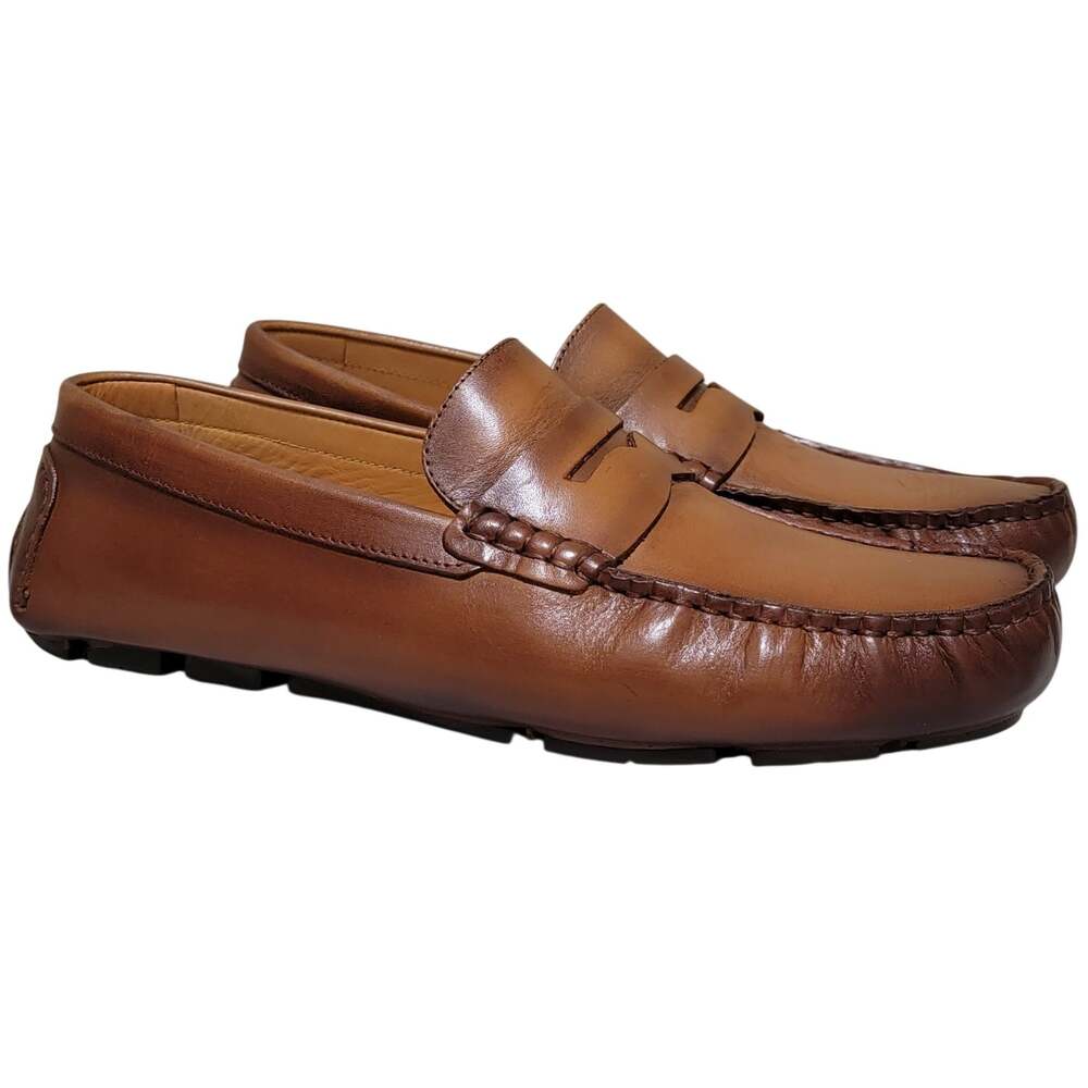 Vince Camuto Men Vitzroy Slip On Penny Driver Loafers Size US 9M Cognac Leather